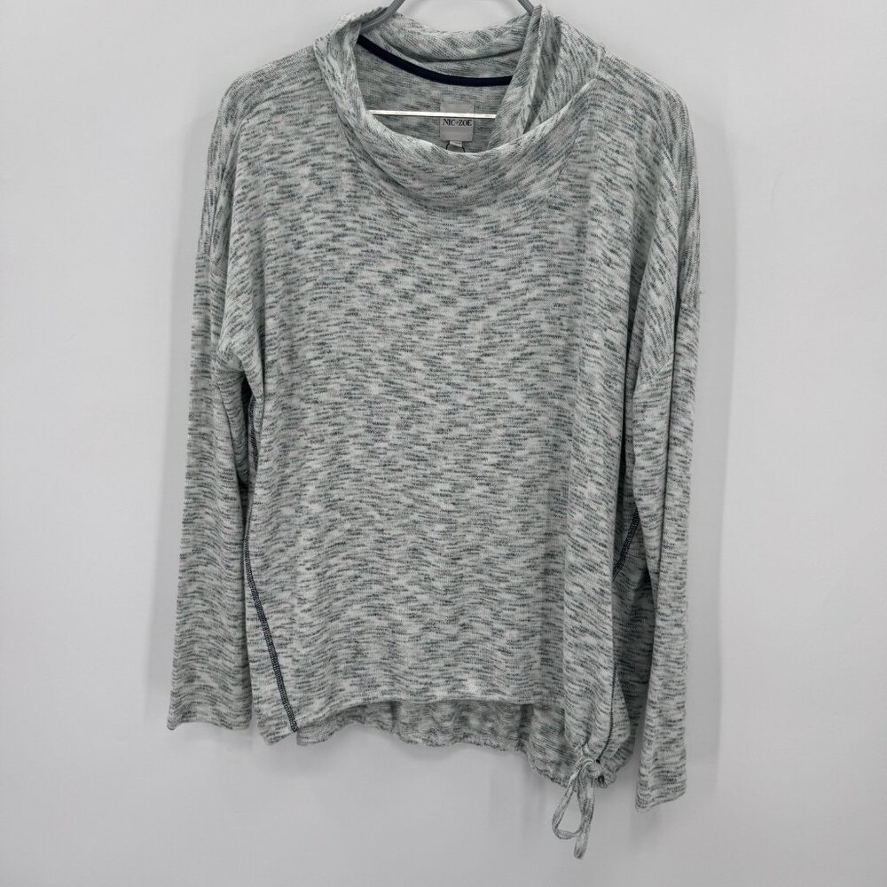 Nic + Zoe Womens Morning Frost Printed Cowl Neck Pullover Sweater sz L Large NWT